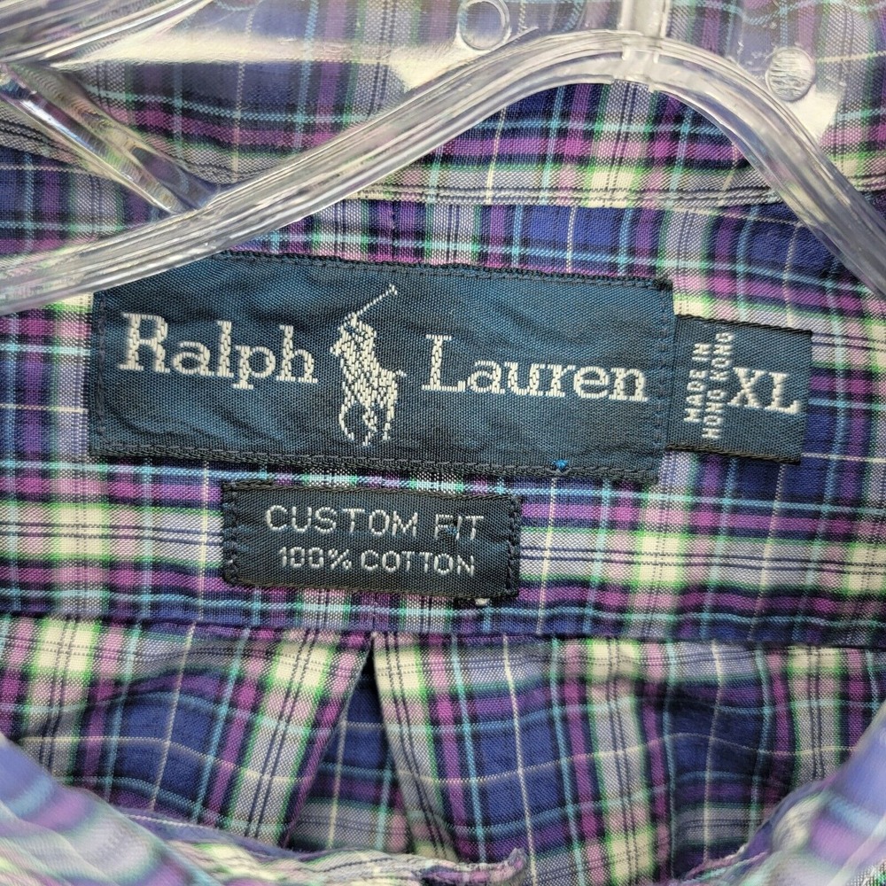 Polo Ralph Lauren Custom Fit Shirt Men's Extra Large XL Plaid Button Collared - Picture 2 of 10